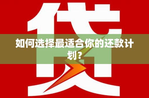 北门如何选择最适合你的还款计划？