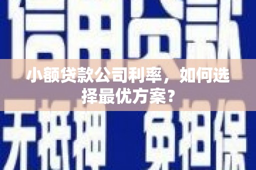 北门小额贷款公司利率，如何选择最优方案？