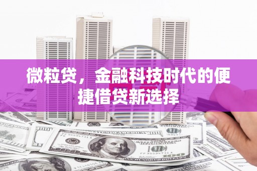 北门微粒贷，金融科技时代的便捷借贷新选择