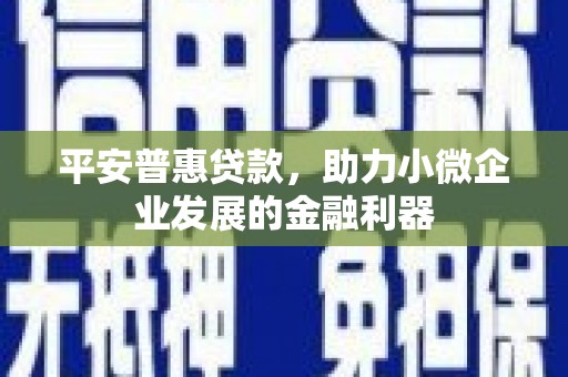 北门平安普惠贷款，助力小微企业发展的金融利器